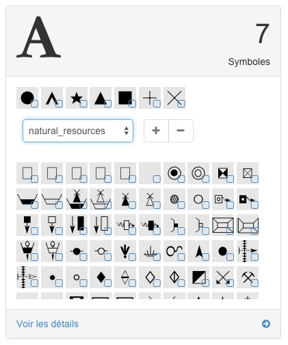 Visualisation du panneau de gestion des symboles